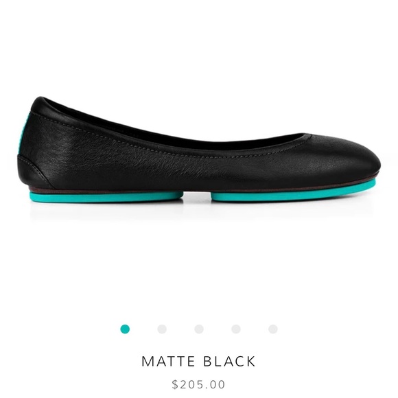 Tieks Matte Black and Teal Ballet Flats - Picture 2 of 10